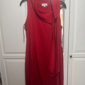Robbie Bee Red Sleeveless Midi Tie-Neck Dress